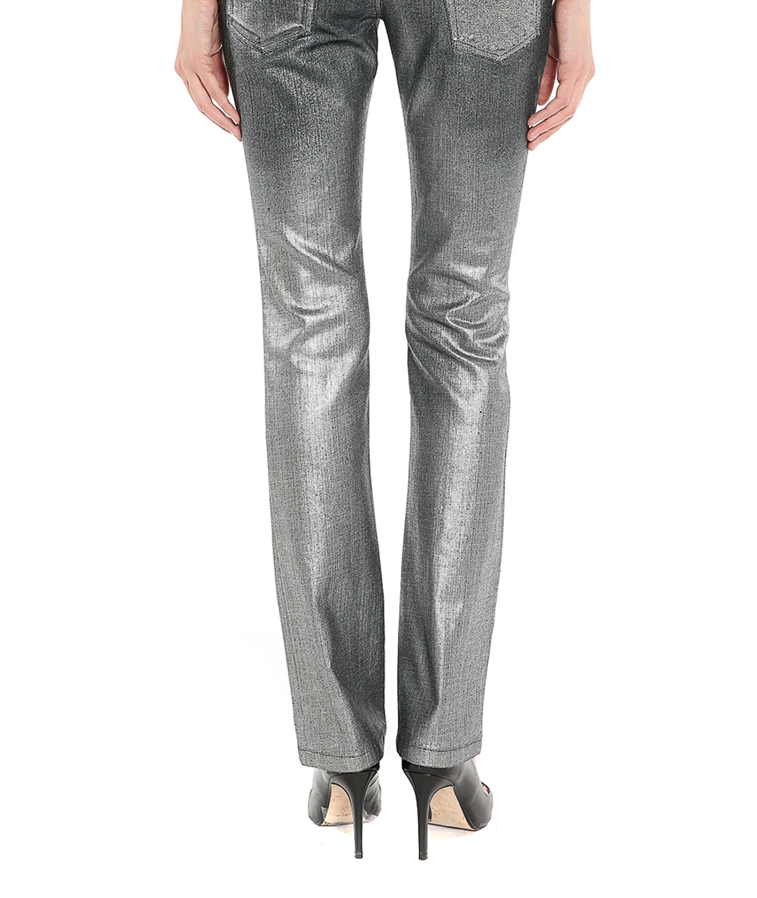 JOHN RICHMOND Серебряные хлопковые прямые джинсы, фото 3