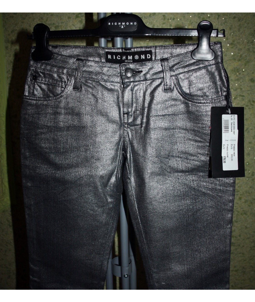 JOHN RICHMOND Серебряные хлопковые прямые джинсы, фото 8