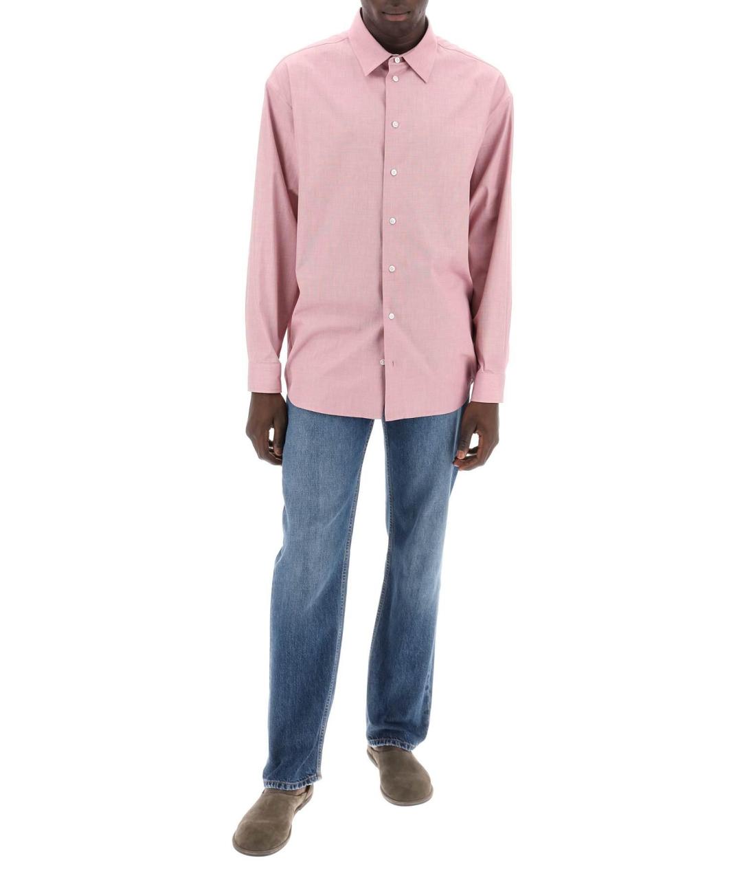 THE ROW Розовая хлопковая кэжуал рубашка, фото 3