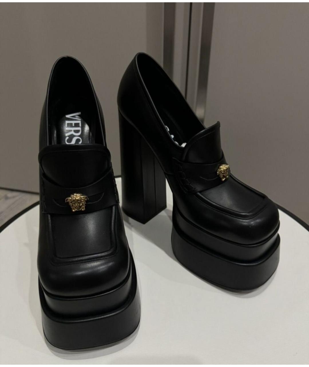 VERSACE Черные кожаные туфли, фото 2