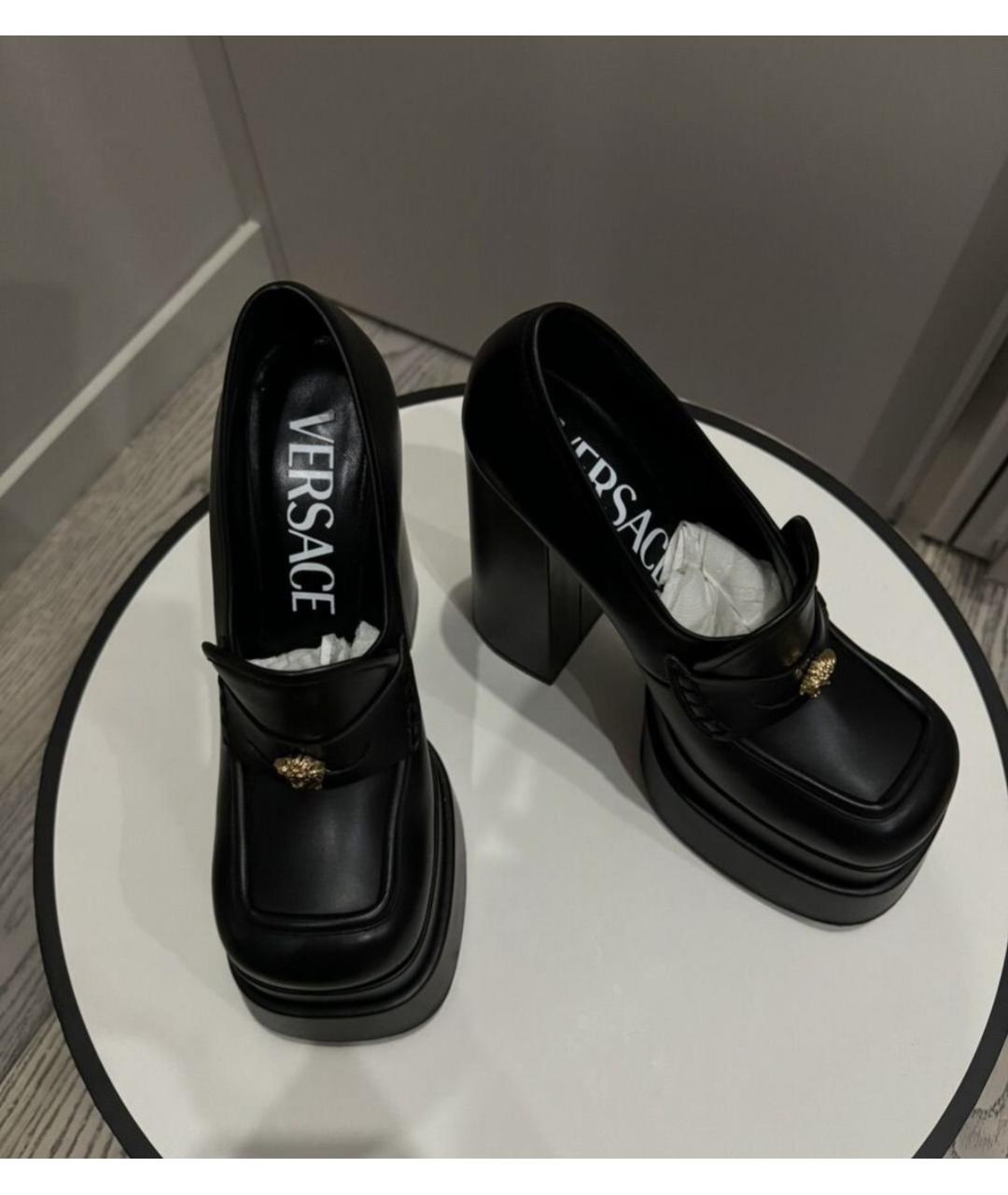 VERSACE Черные кожаные туфли, фото 3