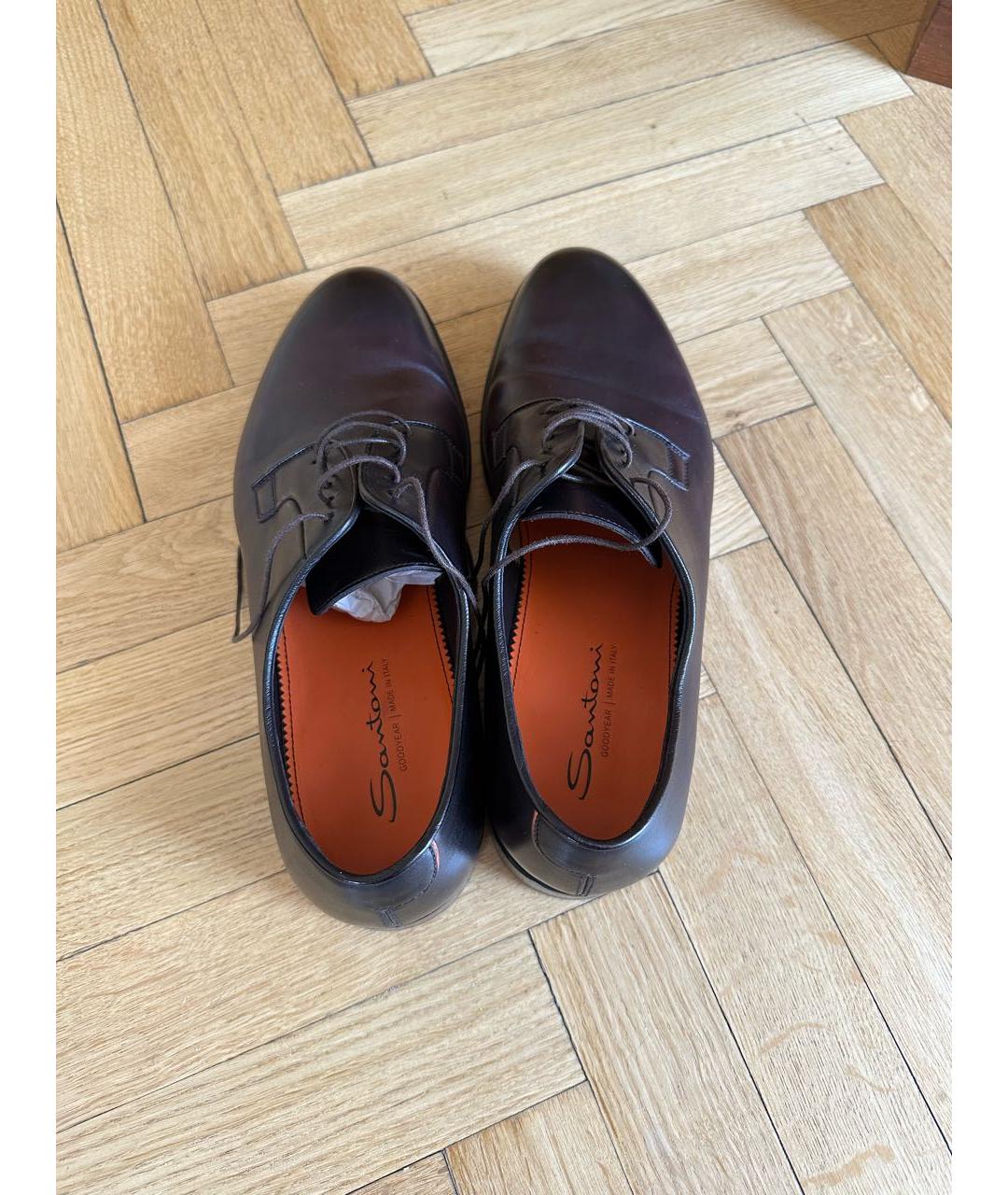 SANTONI Коричневые туфли из лакированной кожи, фото 3
