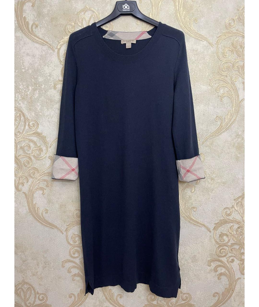 BURBERRY Темно-синее кашемировое повседневное платье, фото 9