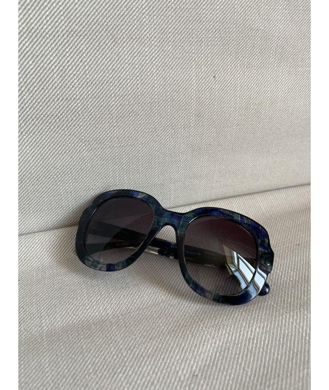 CHANEL PRE-OWNED Темно-синие пластиковые солнцезащитные очки, фото 7