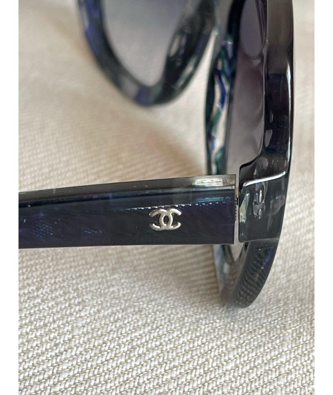 CHANEL PRE-OWNED Темно-синие пластиковые солнцезащитные очки, фото 3