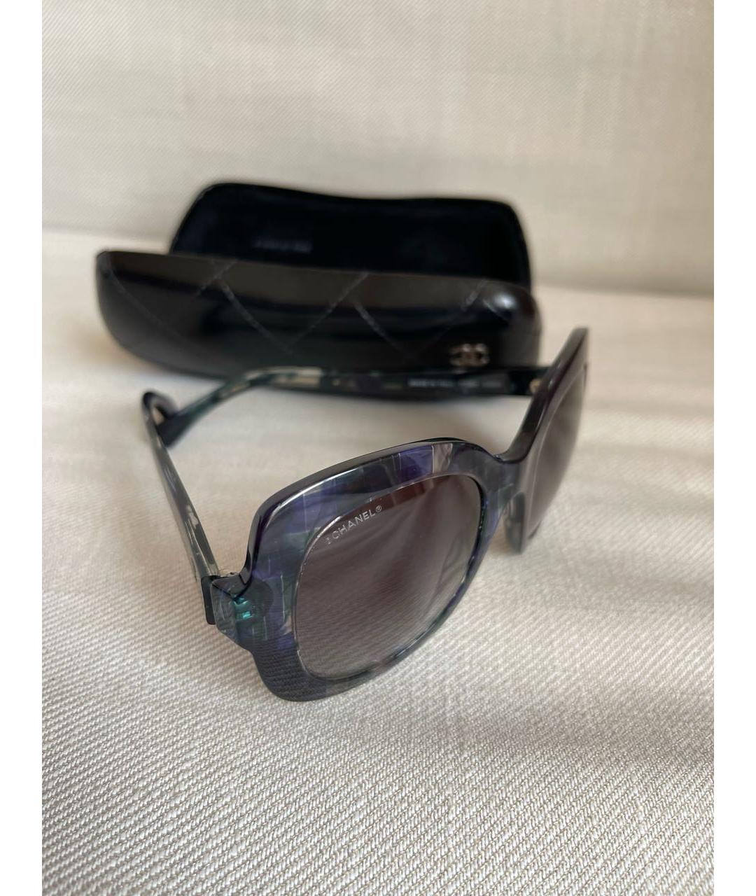 CHANEL Темно-синие пластиковые солнцезащитные очки, фото 2