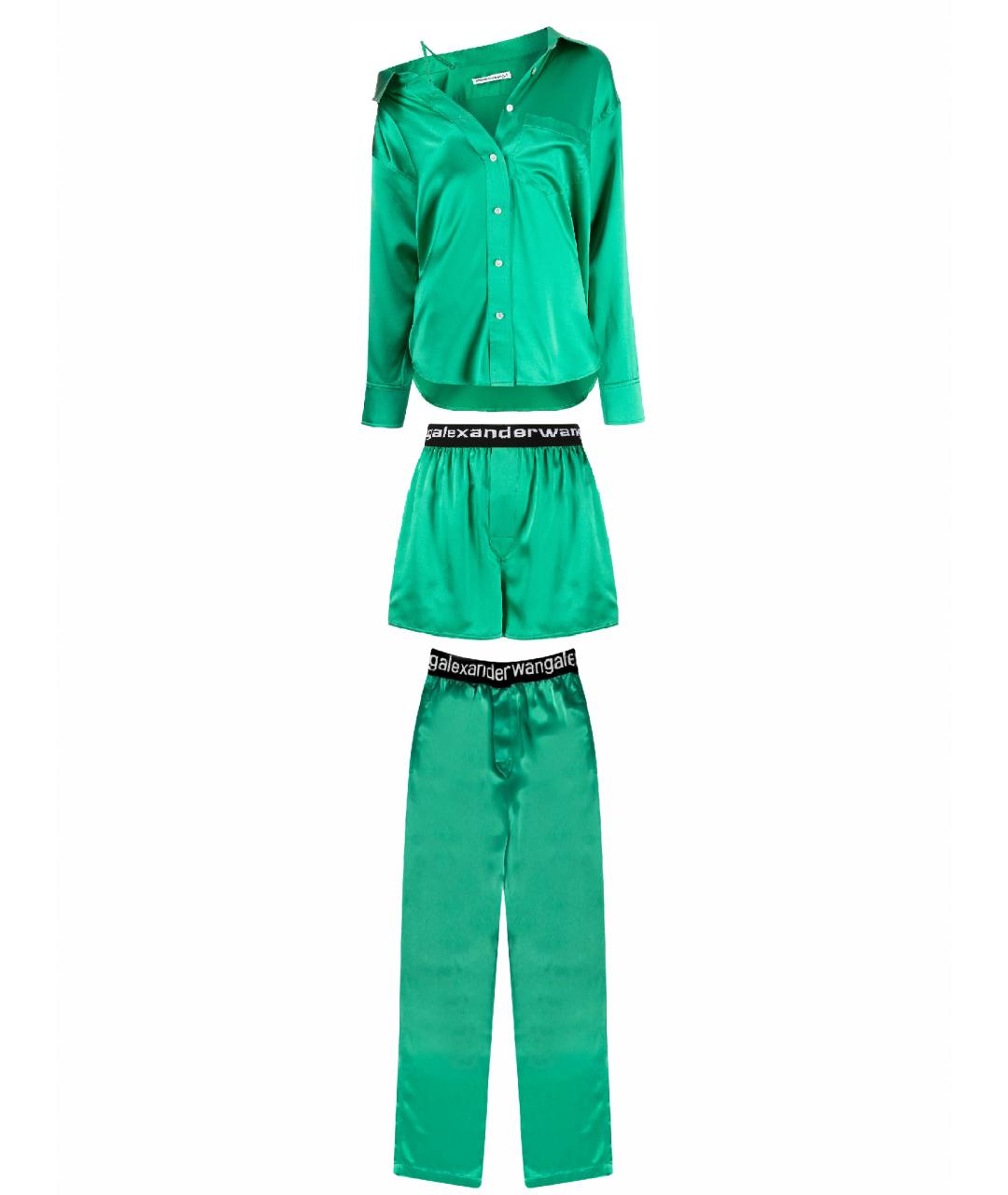 ALEXANDER WANG Зеленый шелковый костюм с брюками, фото 1