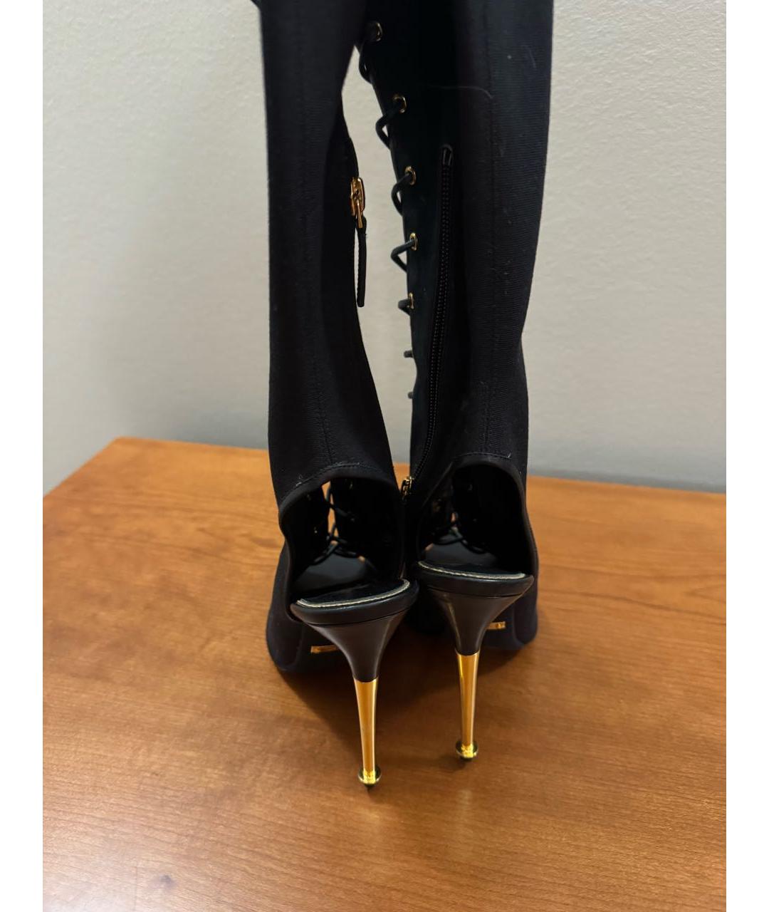 TOM FORD Черные текстильные ботфорты, фото 4