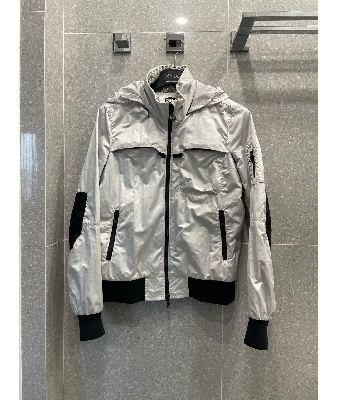 EA7 Серебряная полиэстеровая куртка, фото 5
