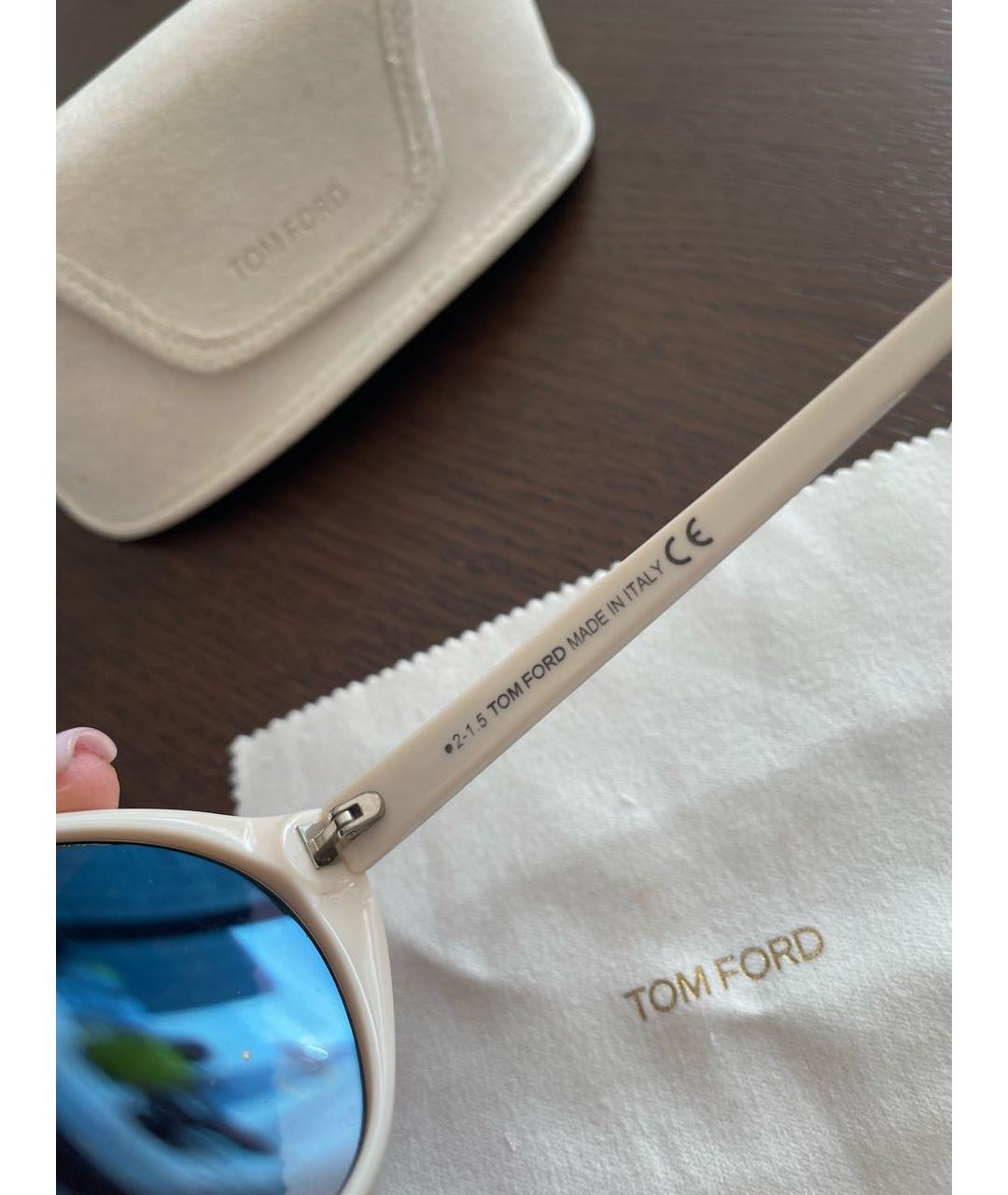 TOM FORD Бежевые пластиковые солнцезащитные очки, фото 6