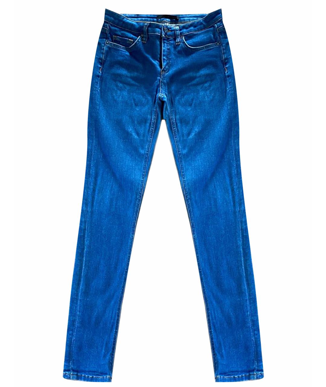 VICTORIA BECKHAM Синие хлопко-эластановые джинсы слим, фото 1