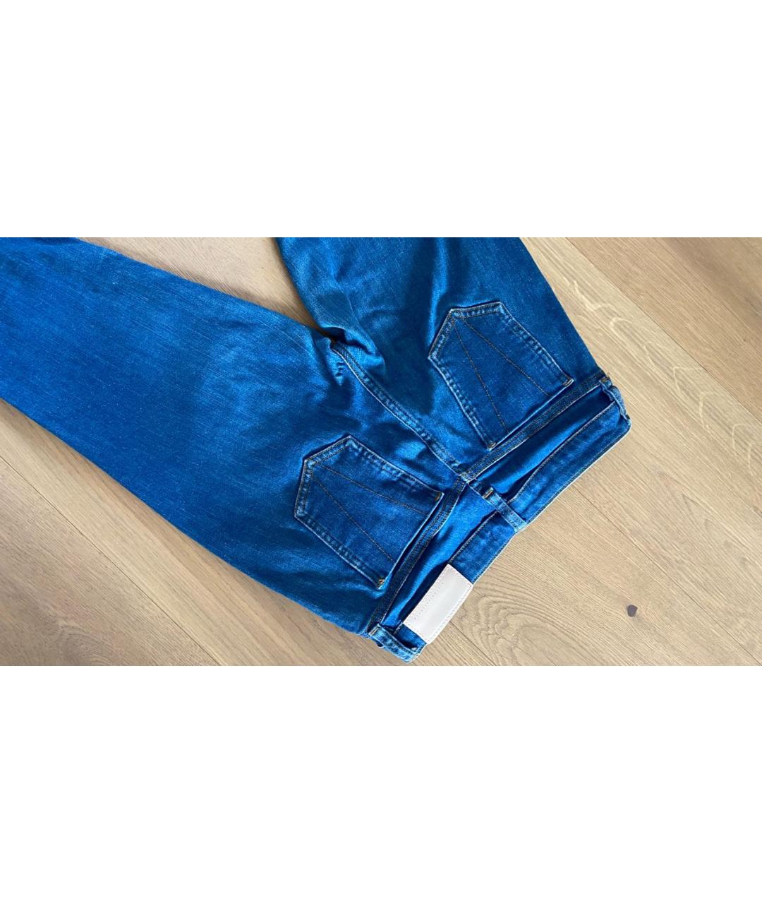 VICTORIA BECKHAM Синие хлопко-эластановые джинсы слим, фото 7