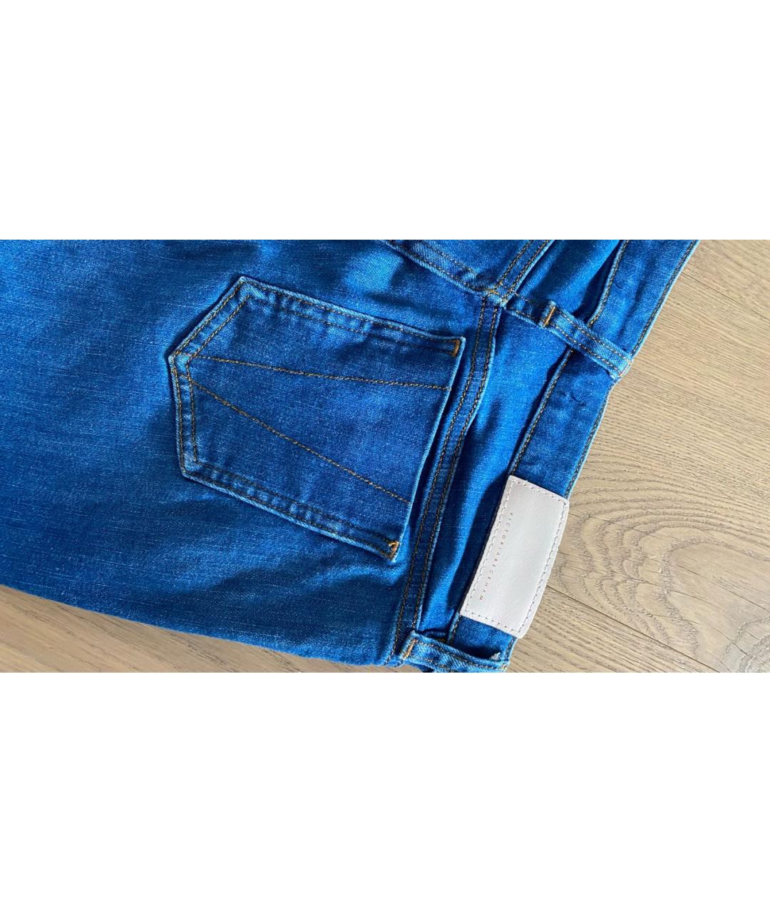 VICTORIA BECKHAM Синие хлопко-эластановые джинсы слим, фото 8