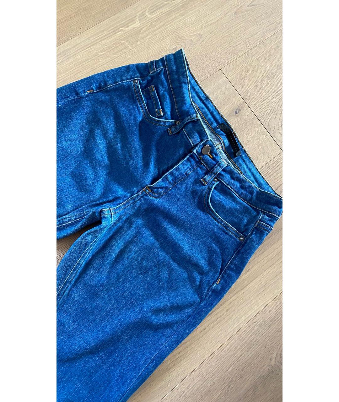 VICTORIA BECKHAM Синие хлопко-эластановые джинсы слим, фото 4