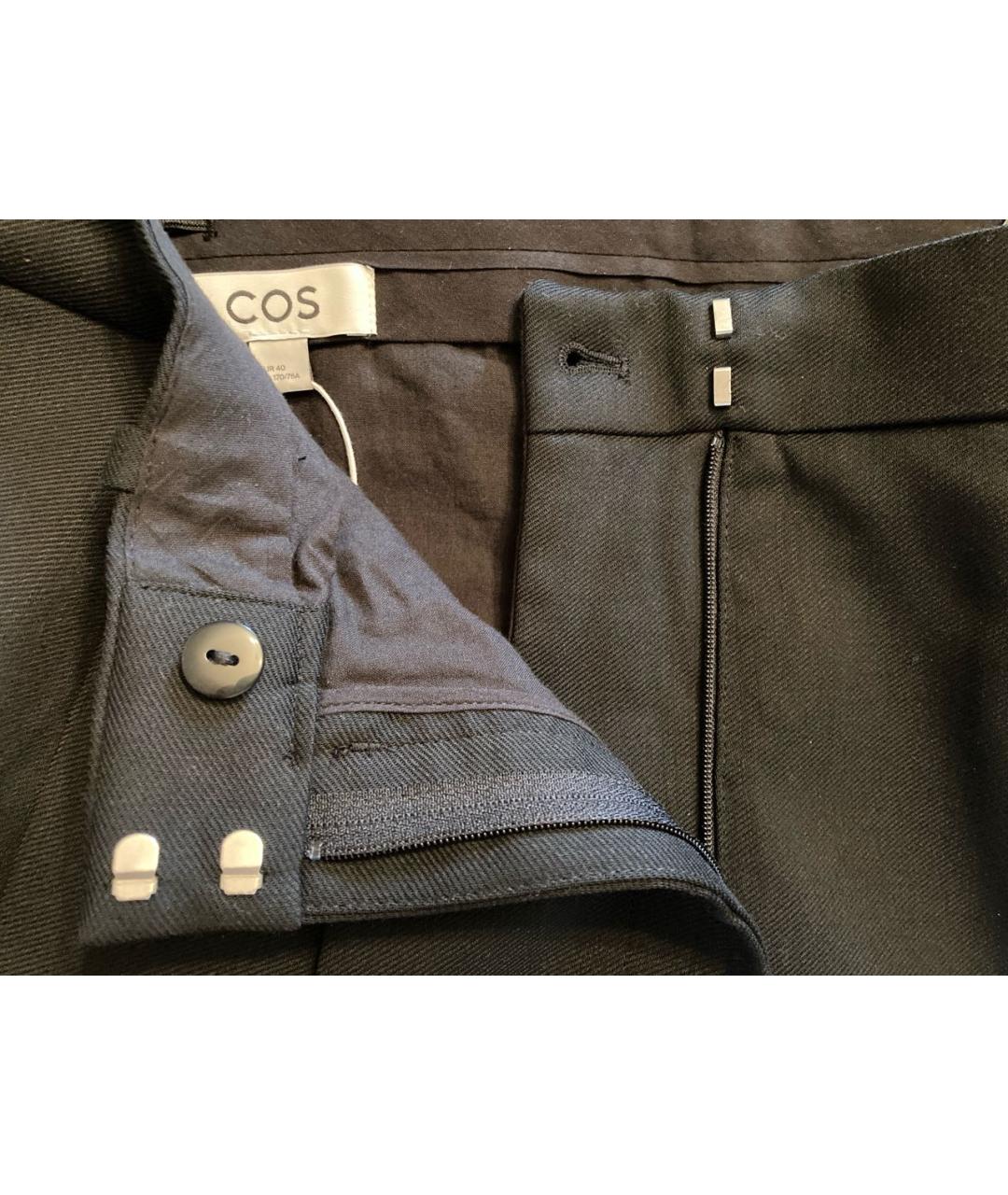 COS Черные шерстяные брюки широкие, фото 4