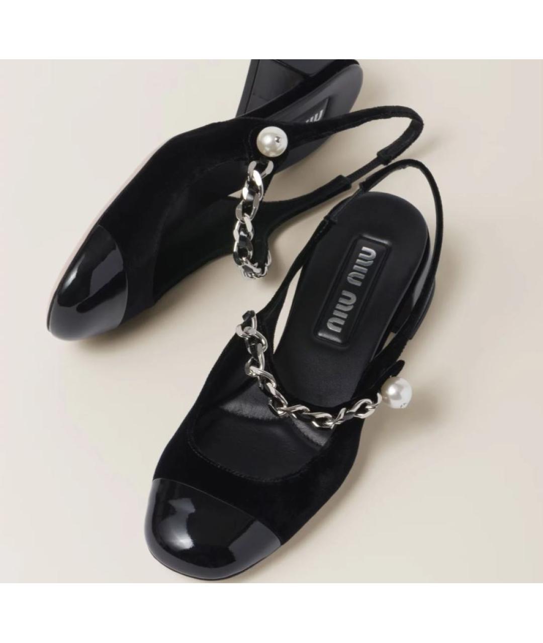 MIU MIU Черные бархатные туфли, фото 2