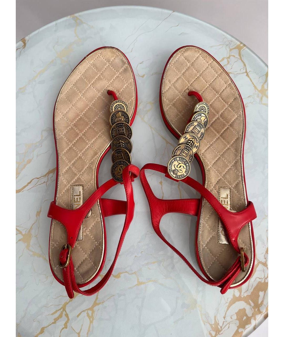 CHANEL PRE-OWNED Красные сандалии, фото 3