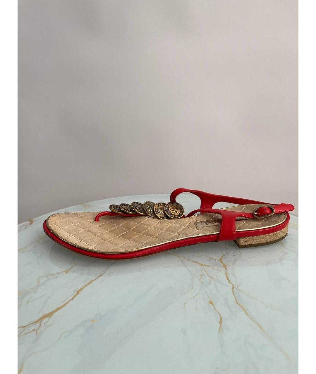 CHANEL PRE-OWNED Красные сандалии, фото 5
