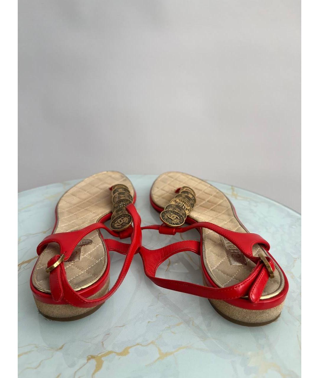 CHANEL PRE-OWNED Красные сандалии, фото 4