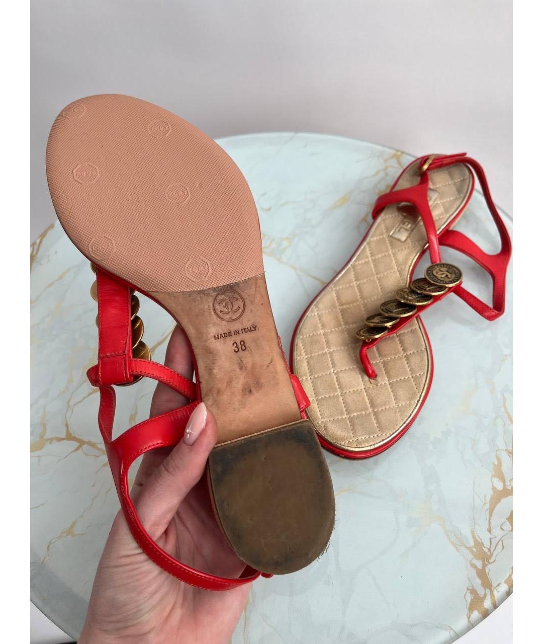 CHANEL PRE-OWNED Красные сандалии, фото 6