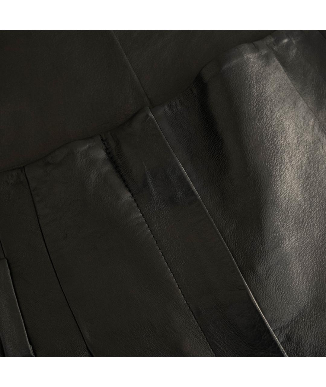 ALBERTA FERRETTI Черные кожаные прямые брюки, фото 6