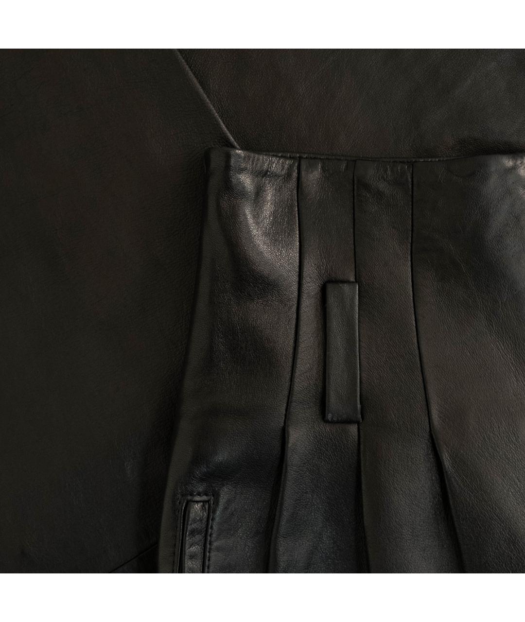ALBERTA FERRETTI Черные кожаные прямые брюки, фото 5