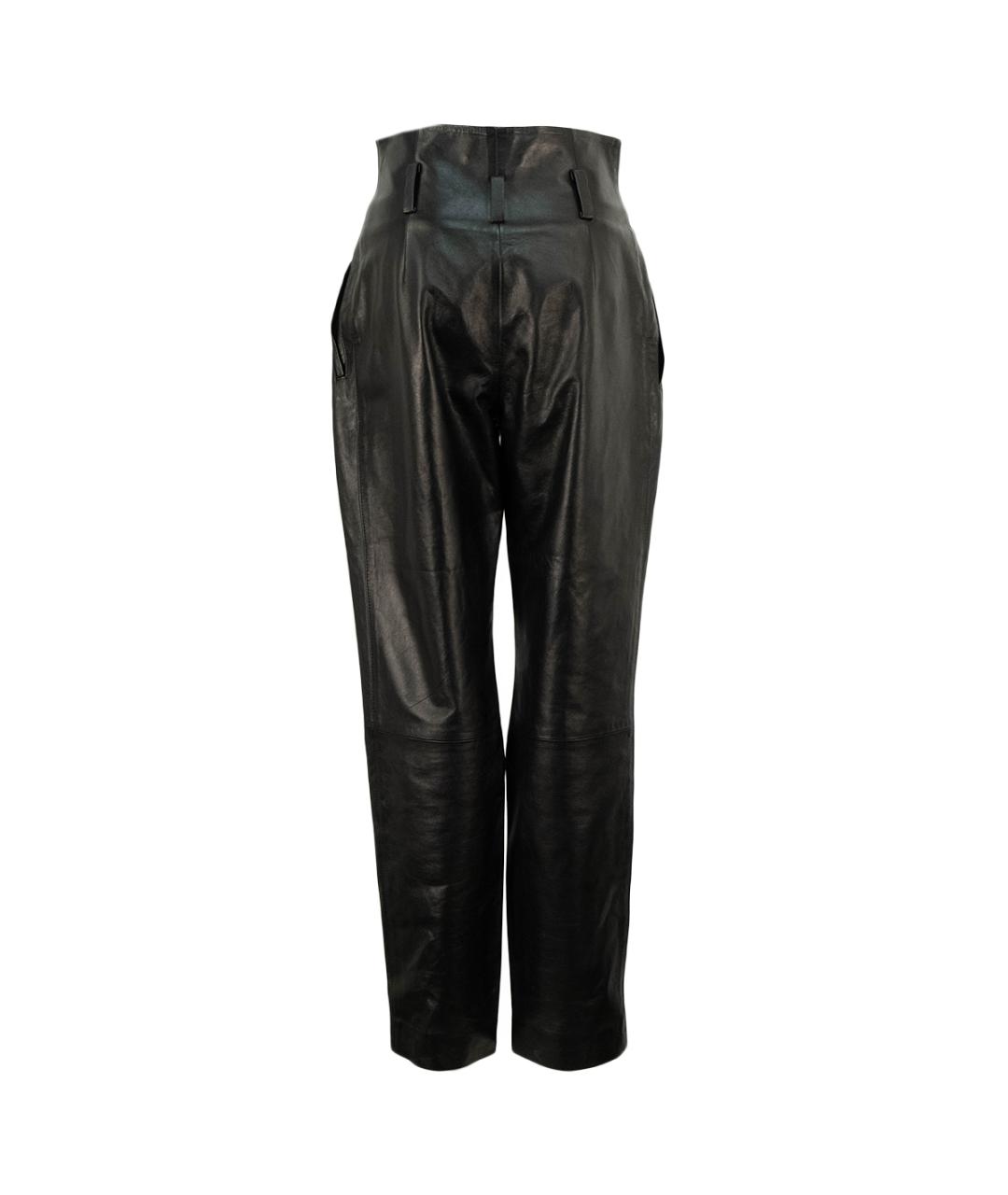 ALBERTA FERRETTI Черные кожаные прямые брюки, фото 2
