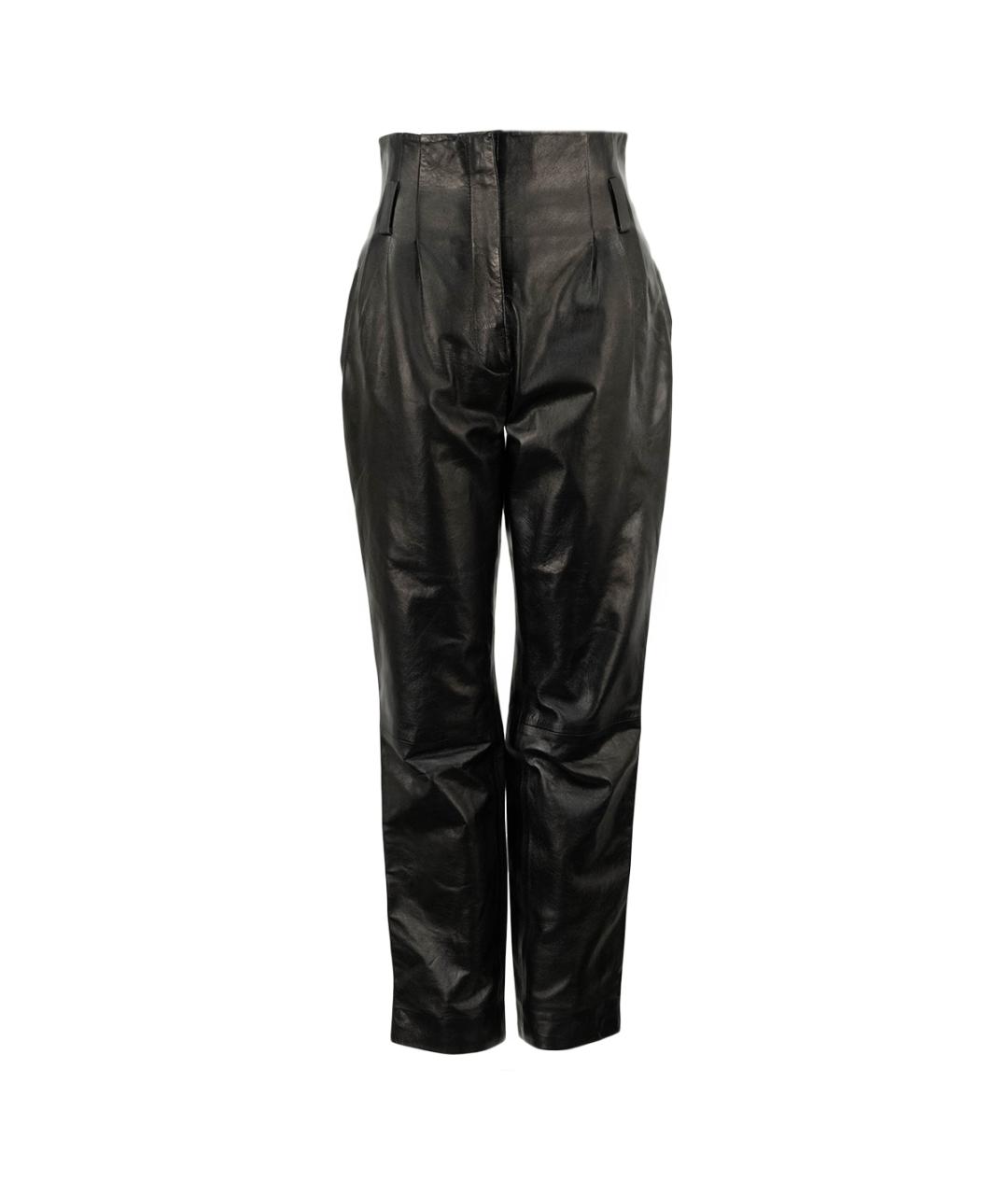 ALBERTA FERRETTI Черные кожаные прямые брюки, фото 1