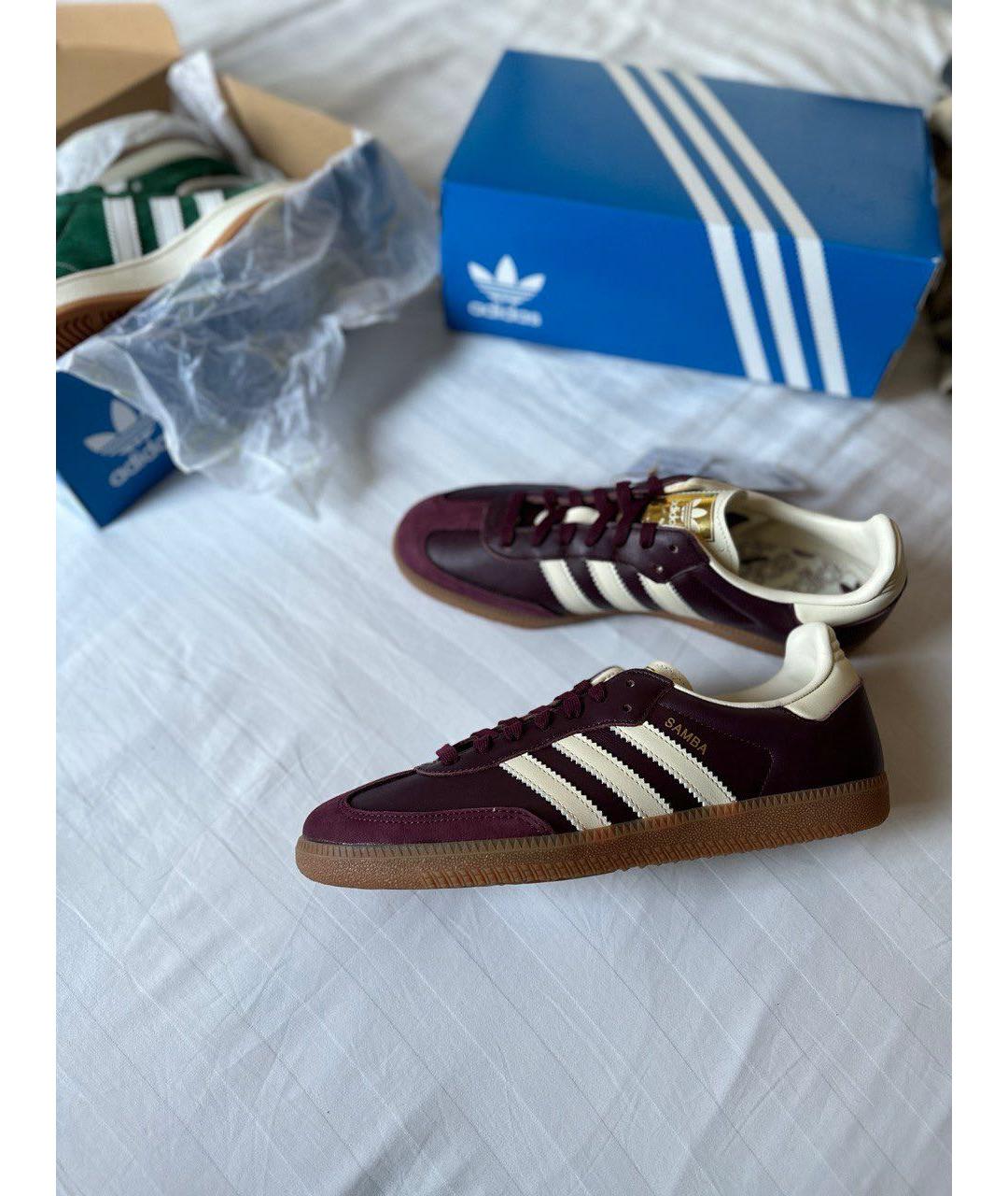 ADIDAS Бордовые кожаные низкие кроссовки / кеды, фото 6