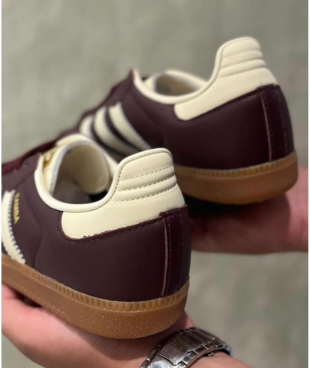 ADIDAS Бордовые кожаные низкие кроссовки / кеды, фото 4