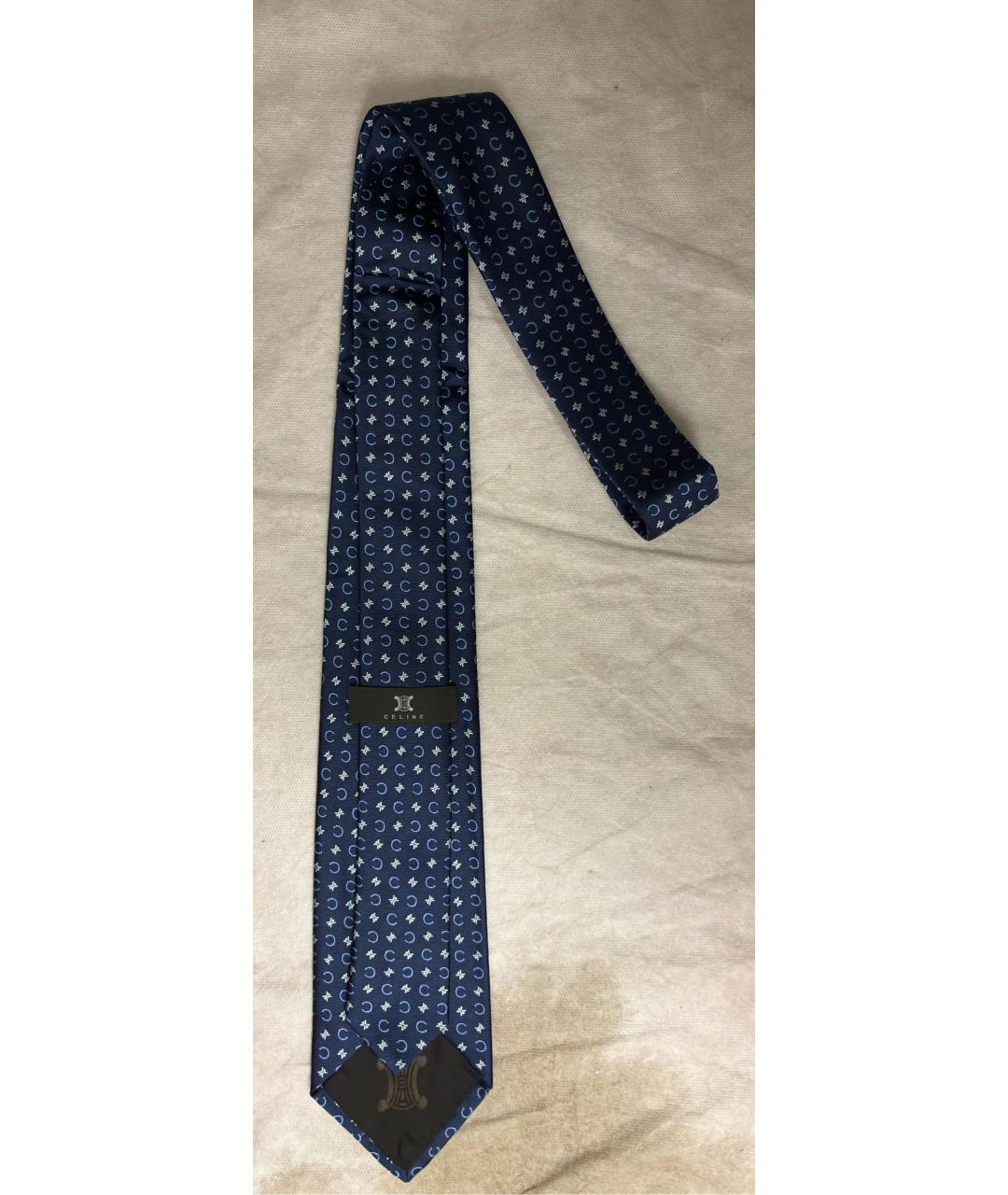 CELINE Темно-синий шелковый галстук, фото 2