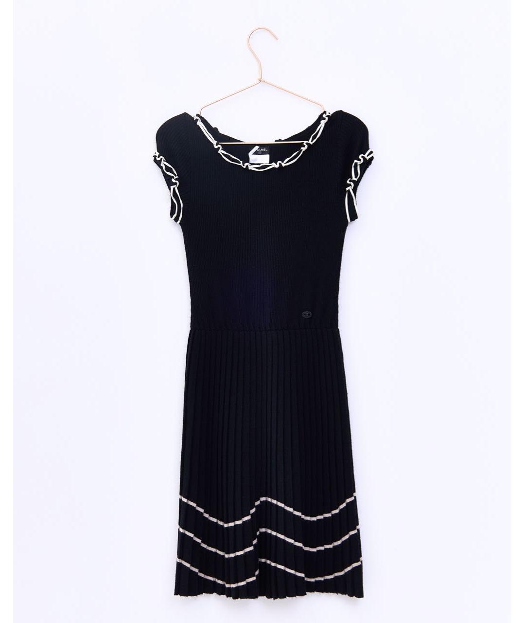 CHANEL PRE-OWNED Черное шерстяное повседневное платье, фото 8
