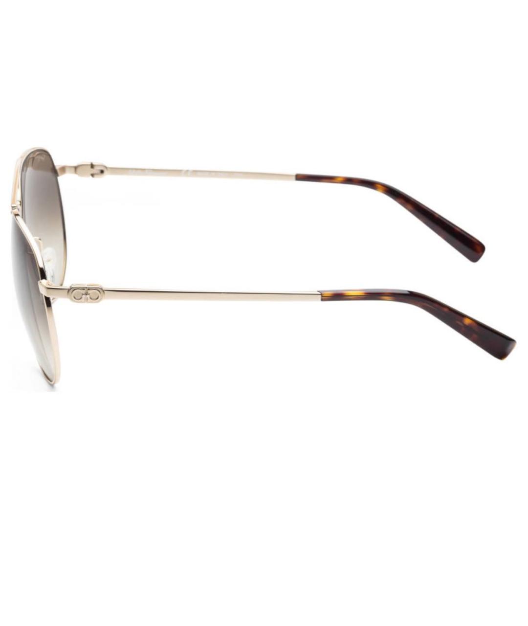 SALVATORE FERRAGAMO Коричневые металлические солнцезащитные очки, фото 2
