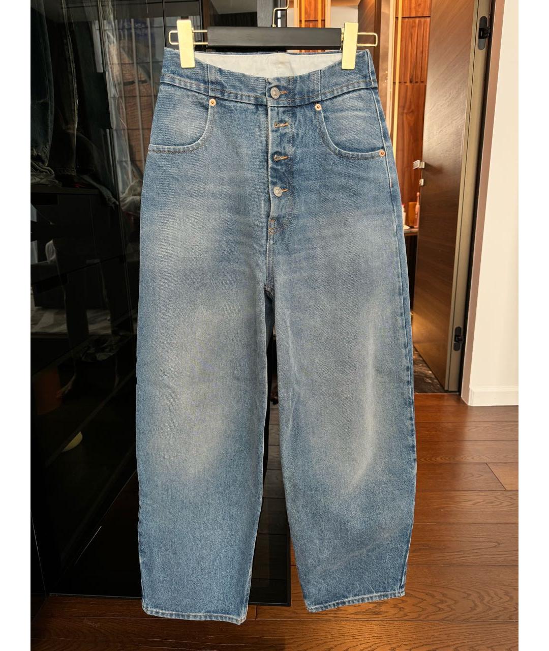 MAISON MARGIELA Синие хлопковые прямые джинсы, фото 5