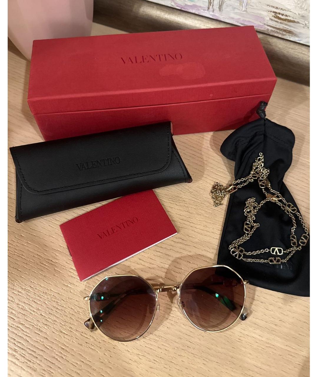 VALENTINO Золотые металлические солнцезащитные очки, фото 2
