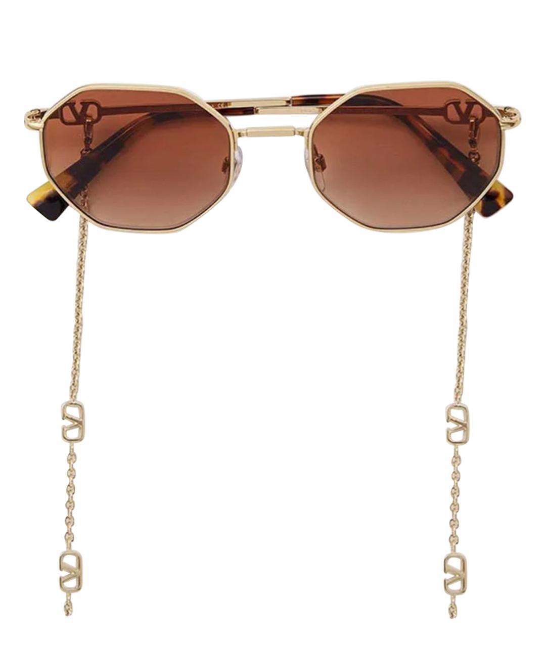 VALENTINO Золотые металлические солнцезащитные очки, фото 1