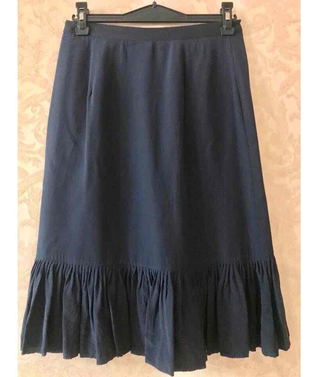 TORY BURCH Темно-синяя шелковая юбка миди, фото 2