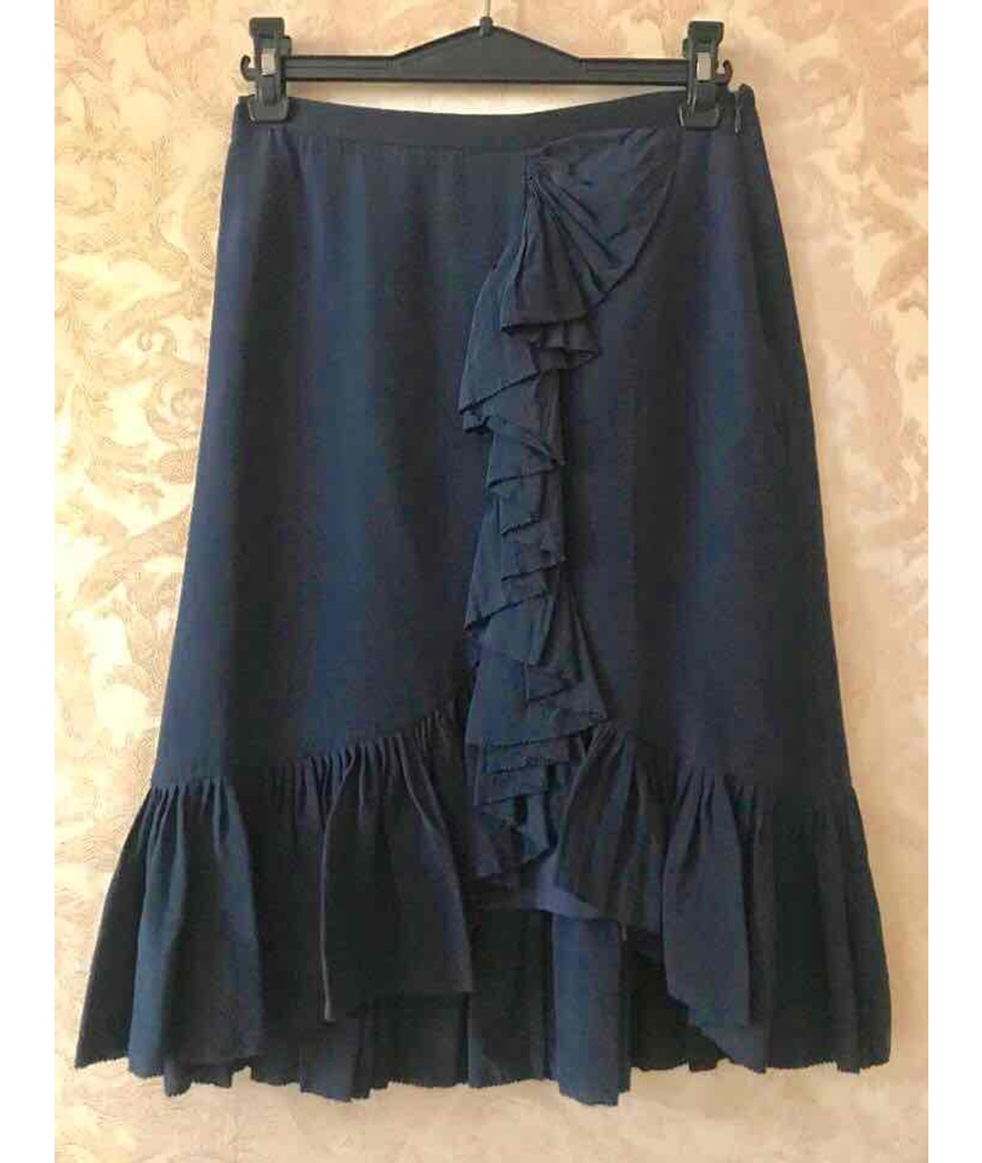 TORY BURCH Темно-синяя шелковая юбка миди, фото 4