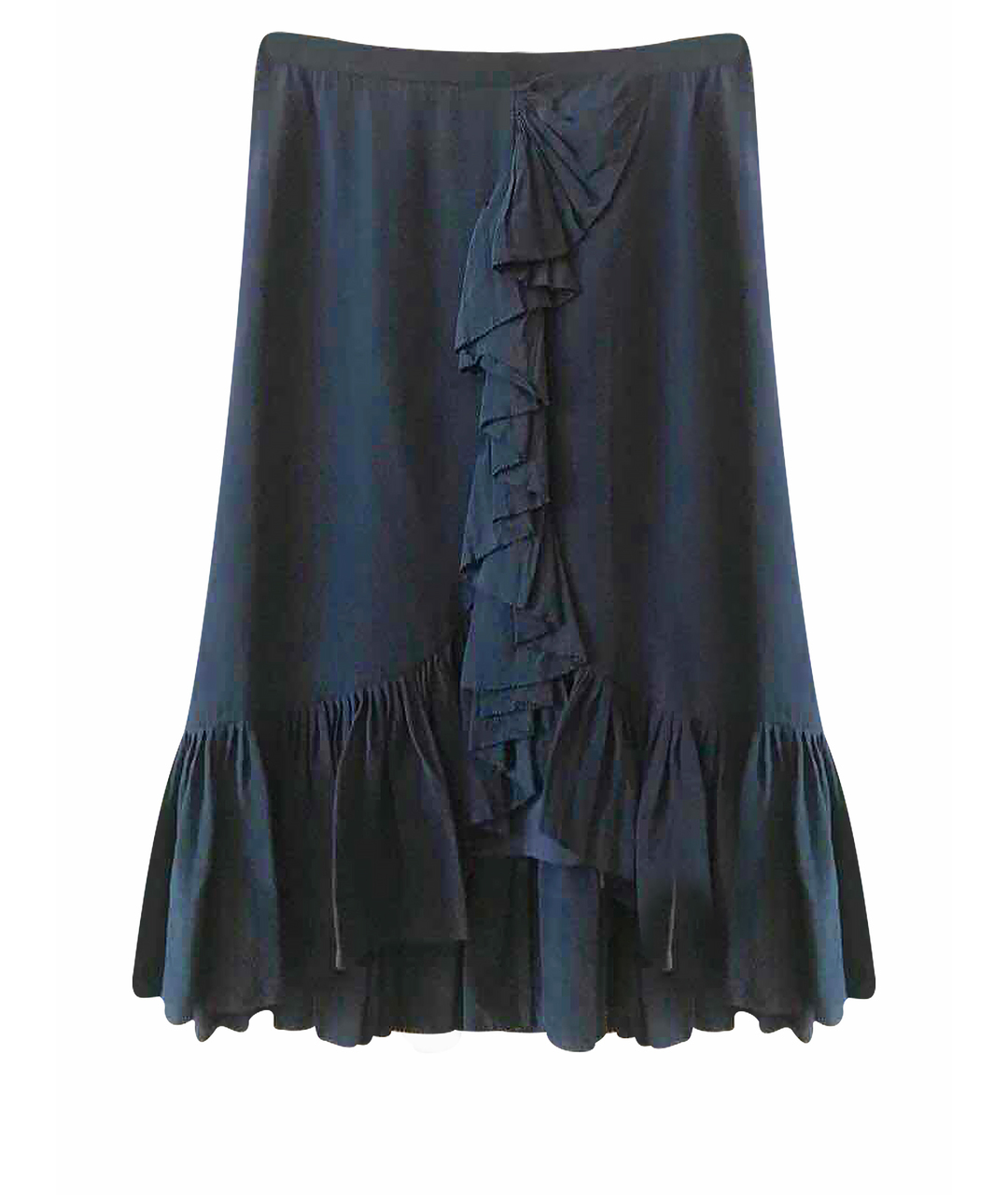 TORY BURCH Темно-синяя шелковая юбка миди, фото 1