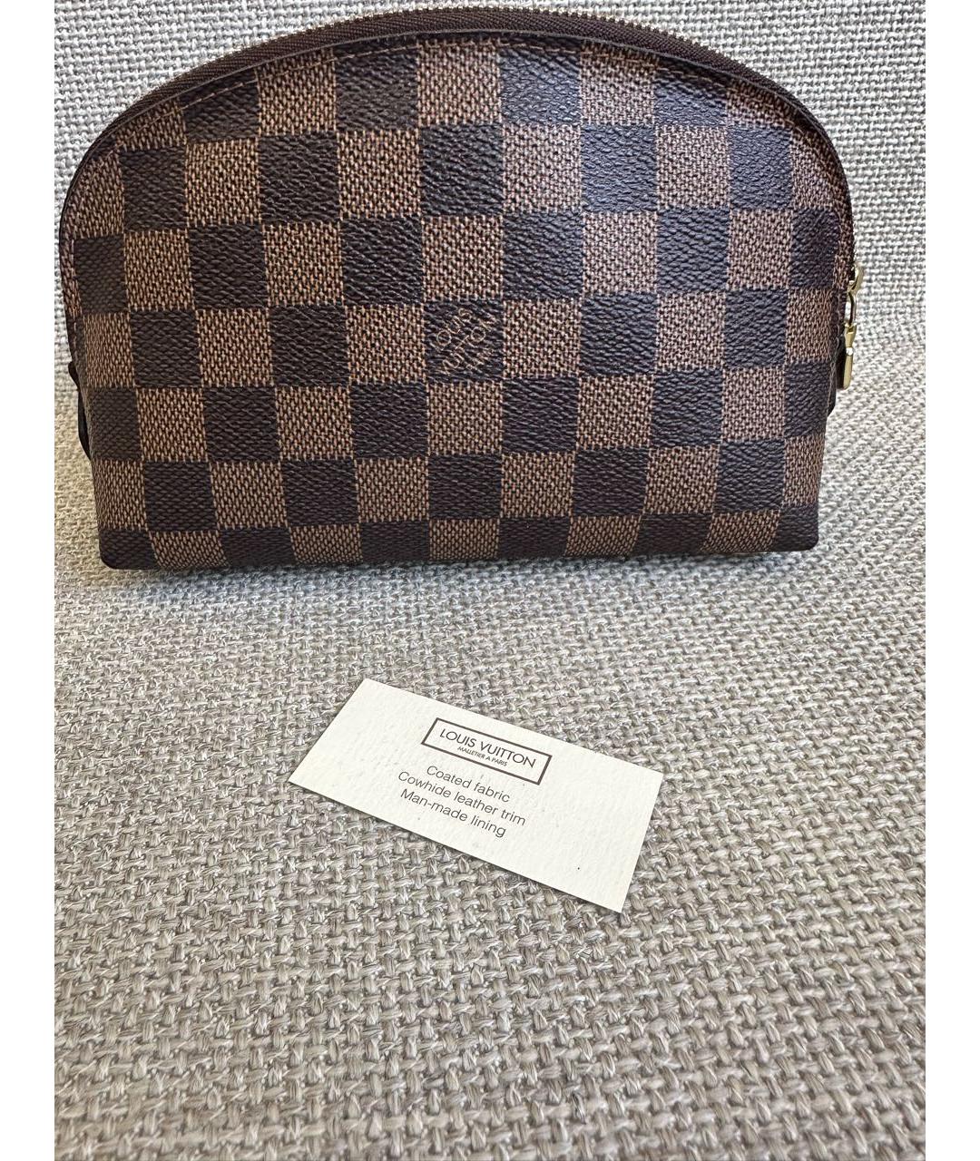 LOUIS VUITTON PRE-OWNED Коричневая кожаная косметичка, фото 8