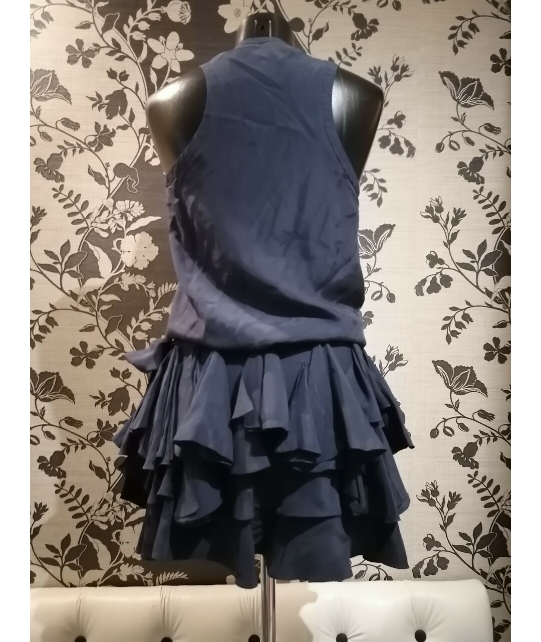 CHRISTIAN DIOR PRE-OWNED Темно-синее шелковое коктейльное платье, фото 2