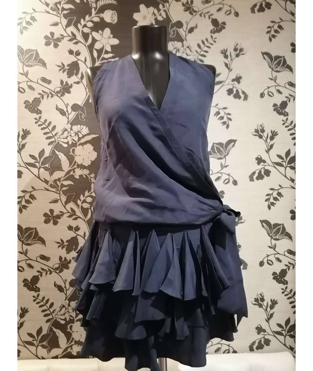 CHRISTIAN DIOR PRE-OWNED Темно-синее шелковое коктейльное платье, фото 6