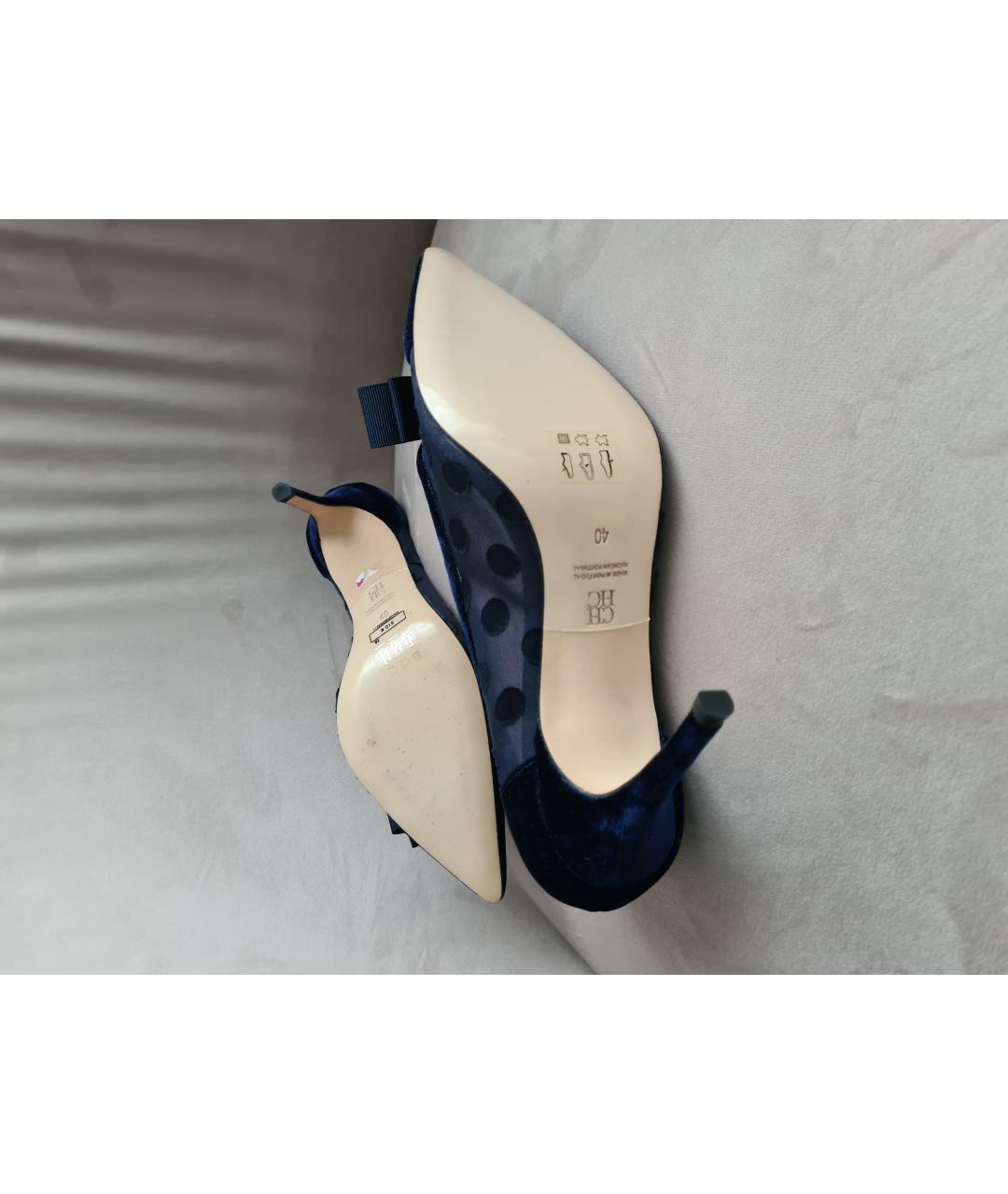 CH CAROLINA HERRERA Темно-синие бархатные туфли, фото 5