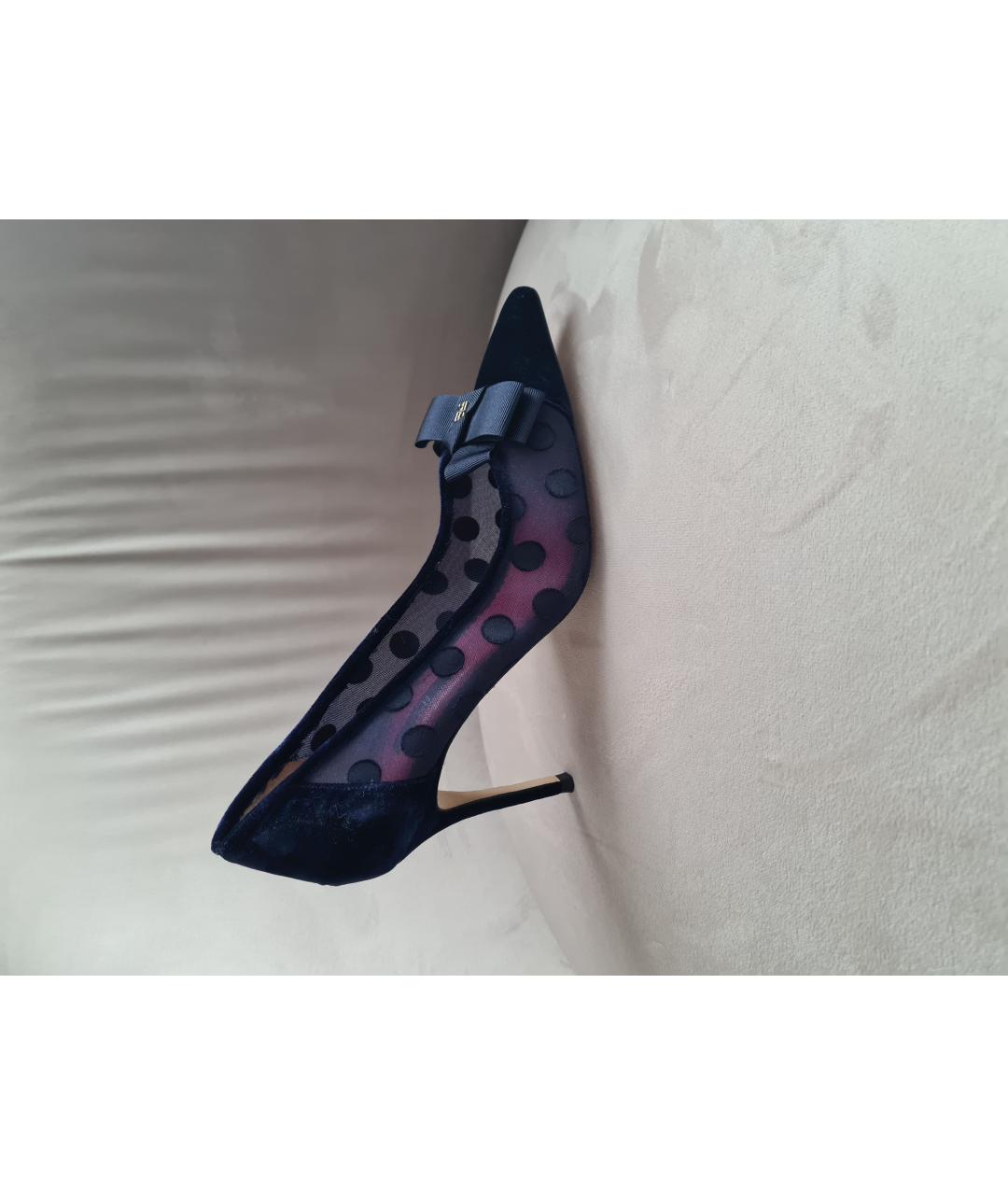 CH CAROLINA HERRERA Темно-синие бархатные туфли, фото 6