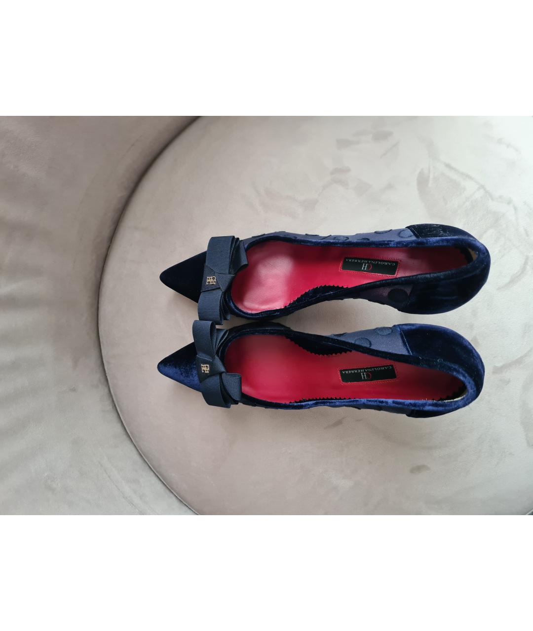 CH CAROLINA HERRERA Темно-синие бархатные туфли, фото 3