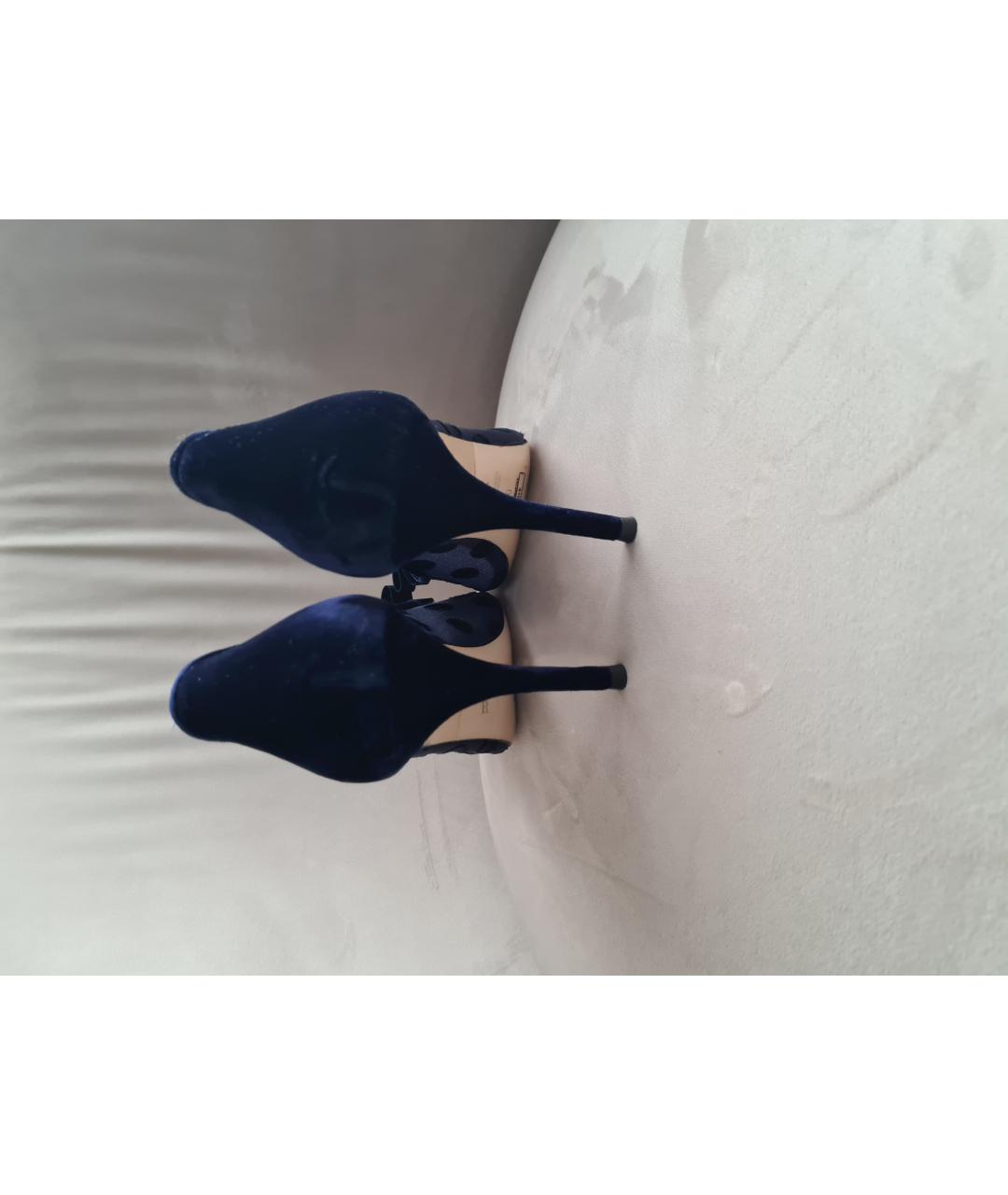 CH CAROLINA HERRERA Темно-синие бархатные туфли, фото 4