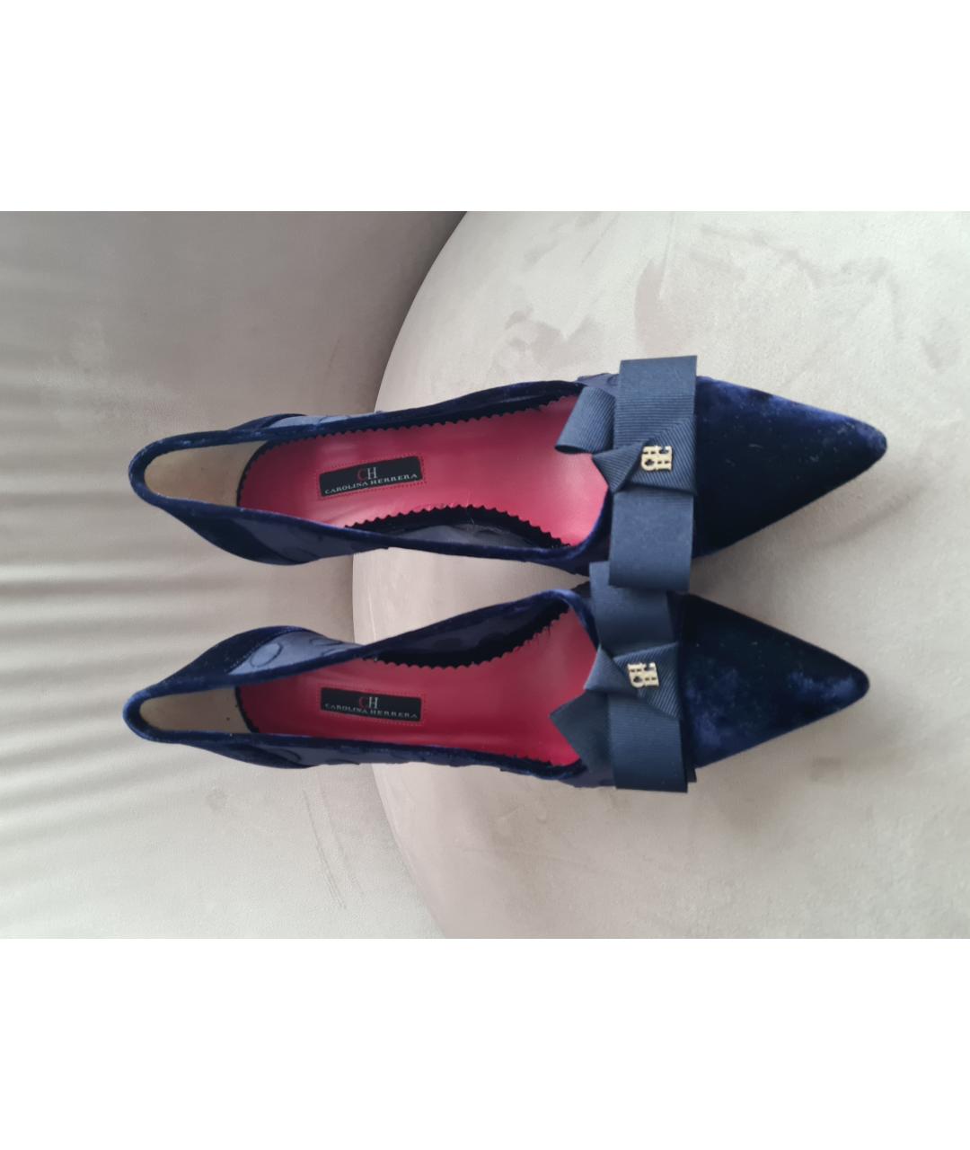 CH CAROLINA HERRERA Темно-синие бархатные туфли, фото 2
