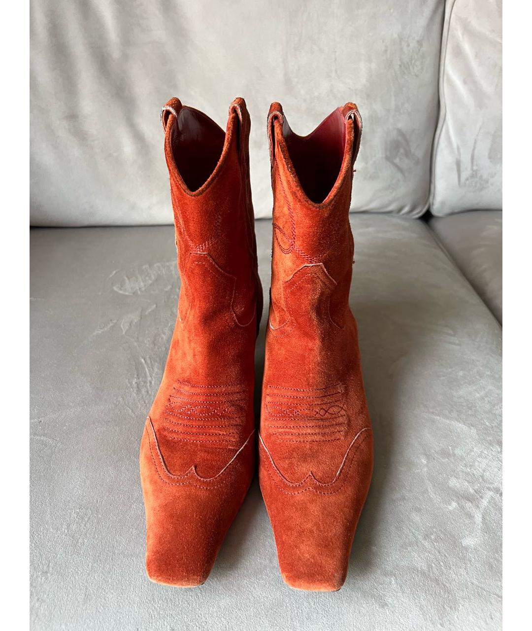 KHAITE Оранжевое замшевые ботинки, фото 2