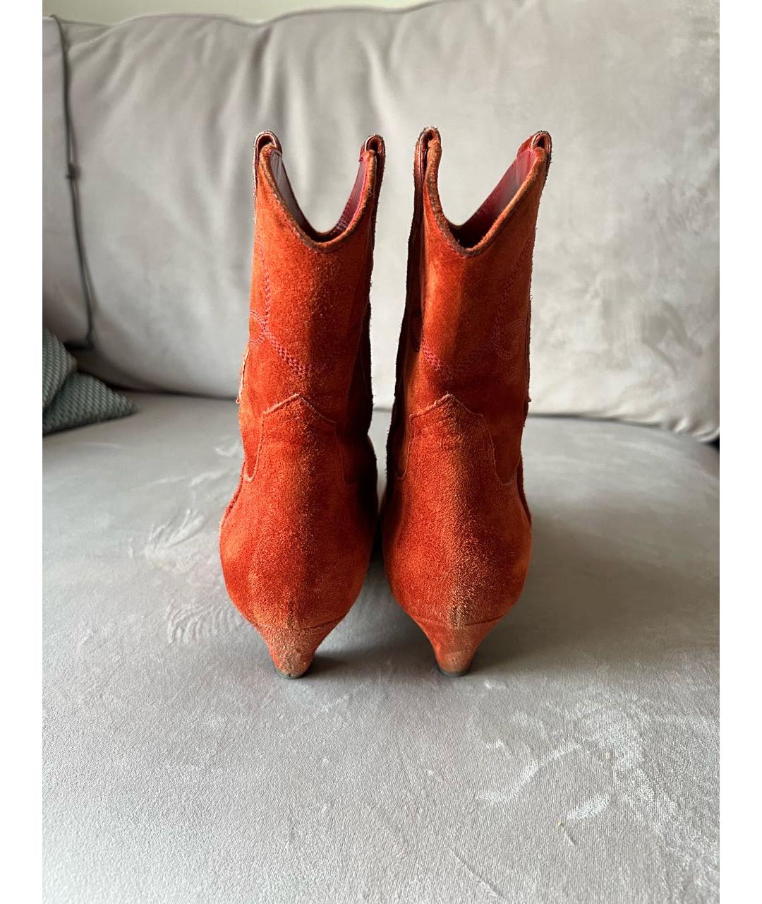 KHAITE Оранжевое замшевые ботинки, фото 4