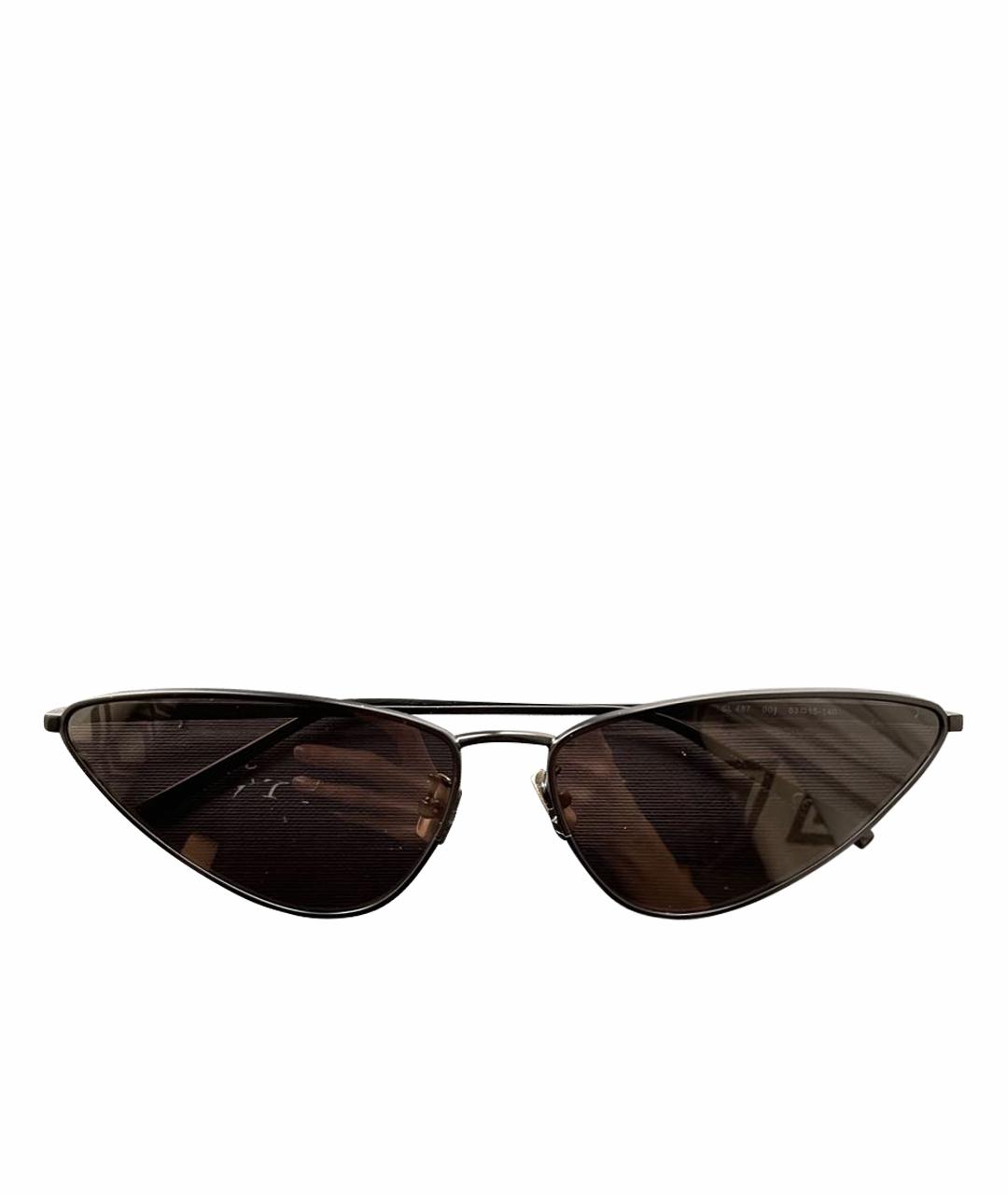 SAINT LAURENT Антрацитовые металлические солнцезащитные очки, фото 1